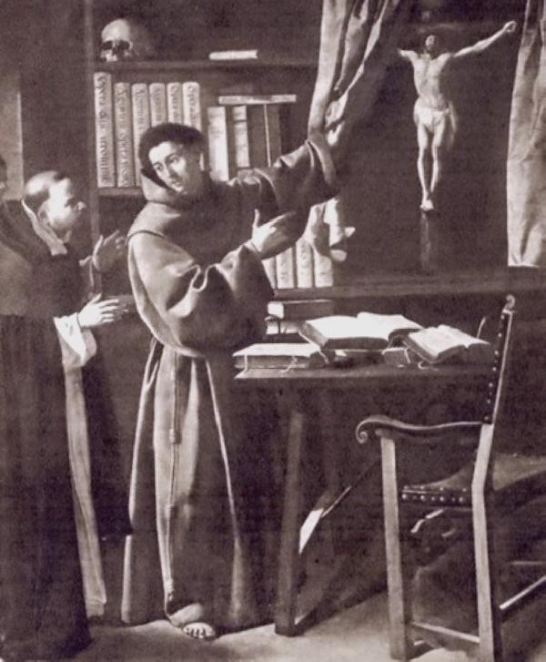 Bonaventura ukazuje Tomáši Akvinskému zdroj svého vědění