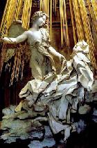 Terezie při extázi za aktu serafa, v římském chrámu P. Marie Vítězné od Lorenza Berniniho
