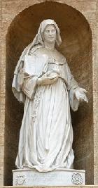 Socha Maria Soledad na vnější zdi svatého Petra